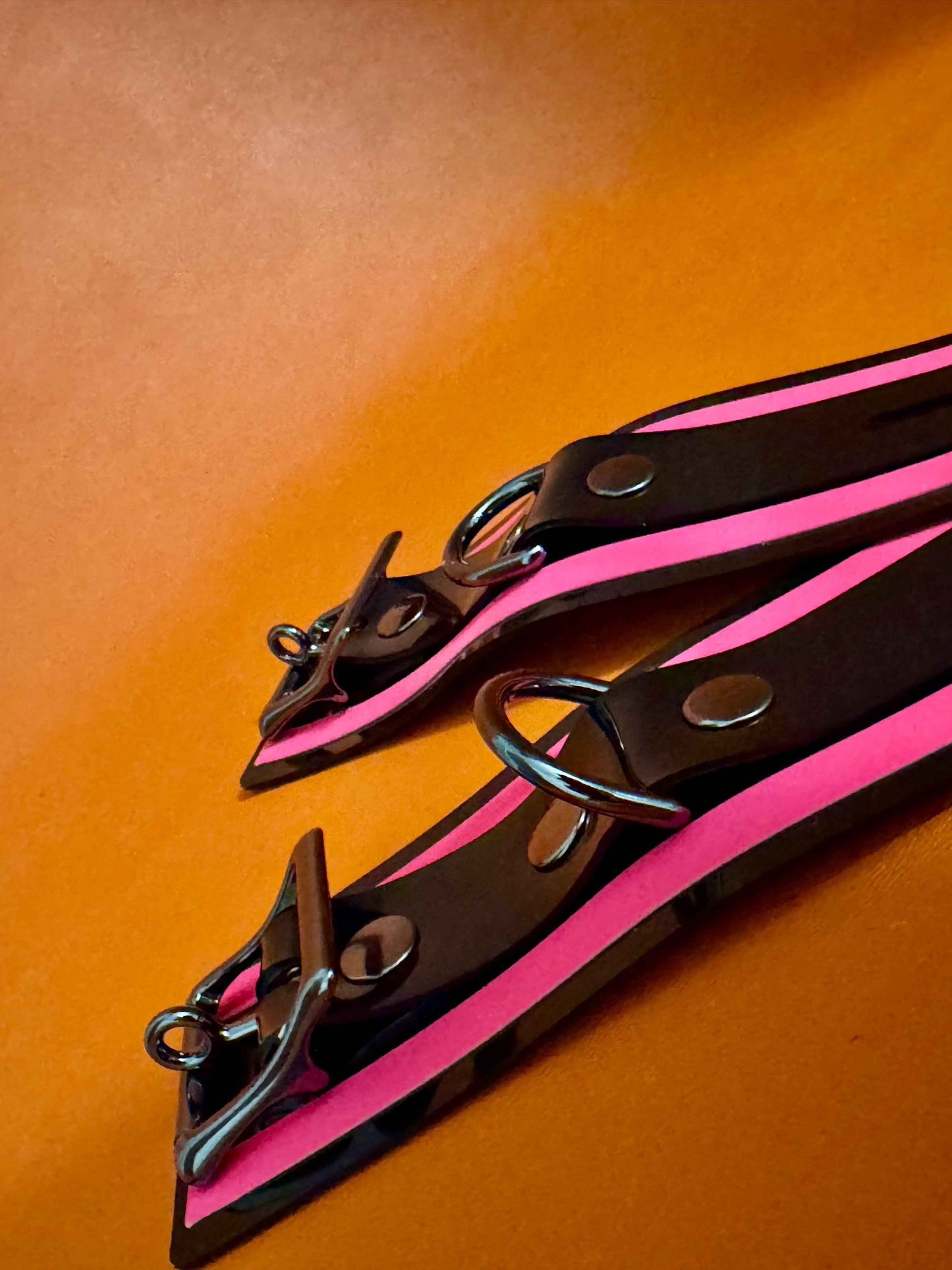 Custom Striped Bondage Collar and Cuffs