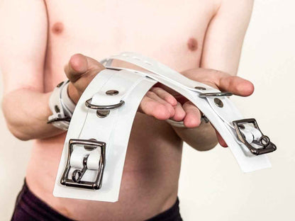 Bondage Ankle Cuffs White PVC